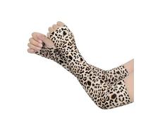 Amlhy Ice Silk Arm Sleeves Leopard Print Non-slip UV Protection Arm Sleeves with Thumb Hole Cooling Arm Cover Summer Outdoor Cycling Driving Fishing Sun Protection Arm Sleeves - F - 1 pair