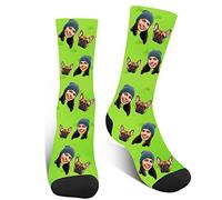 Amlion Custom Print Your Photo Pet Face Socks Customised, Personalised Cat Dog Crew Socks for Men Women Unisex