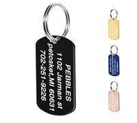 Amlion Personalised Engraved Dog Tags, Custom Dog Cats Tags, Stainless Steel Pet Id Tags, Double-Sided Engraved, Bone, Rectangle, Round, Heart Shape(5 Colors)