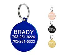 Amlion Personalised Engraved Dog Tags, Custom Dog Cats Tags, Stainless Steel Pet Id Tags, Double-Sided Engraved, Bone, Rectangle, Round, Heart Shape(5 Colors)
