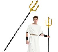 Amlisia 152CM Gold Trident, Trident Spear Toys Plastic Trident Toy Trident Prop for King Neptune Costume Accessory for Adults Kids Boys Halloween Cosplay Fancy dress