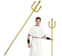 Amlisia 152CM Gold Trident, Trident Spear Toys Plastic Trident Toy Trident Prop for King Neptune Costume Accessory for Adults Cosplay (Gold)
