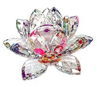 Amlong Crystal 3 inch Sparkle Crystal Lotus Flower Feng Shui Home Decor with Gift Box