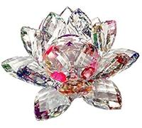 Amlong Crystal 5 inch Sparkle Crystal Lotus Flower Feng Shui Home Decor with Gift Box