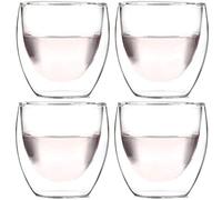 Amlong Crystal Double Wall Glass Shot Glass, Espresso Cups 3 oz., Set of 4 With Gift Box