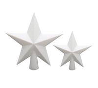 AMLOOPH Christmas Tree Topper, 2 Pack Glitter White Christmas Tree Star Decorations - 15cm & 10cm Sparkle Xmas Star Tree Topper for Traditional White Christmas Decorations