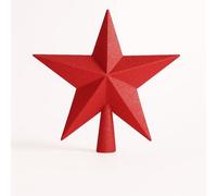 AMLOOPH Christmas Tree Topper, 20cm Large Glitter Red Christmas Tree Star Decorations - Sparkle Xmas Star Tree Topper for Traditional Red Christmas Decorations