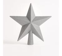 AMLOOPH Christmas Tree Topper, 25cm Extra Large Glitter Silver Christmas Tree Star Decorations - Sparkle Xmas Star Tree Topper for Traditional Silver Christmas Decorations