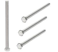 AMLOOPH M10 Bolts, M10 x 140mm A2 Stainless Steel Hex Head Cap Screws 4pcs | 10mm Diameter Metric Fully Threaded Hex M10 Bolts 140mm for Metal Construction Work, Automotive Machinery