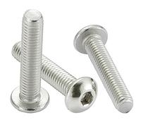 AMLOOPH M6 Bolts M6x90mm A2 Stainless Steel Socket Button Head Screws 4pcs | 5mm Diameter Metric Fully Threaded Button Head Hex Socket M6 Bolts 90mm for Machine, Furniture & DIY Repairs, ISO7380