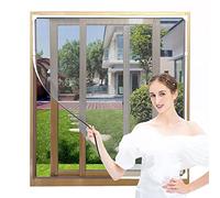AMLOOPH Magnetic Window Fly Screens for Windows Nets to Keep Bugs Out, Up to 120x130cm DIY Fly Bug Mosquito Net Window Mesh Insect Screen for Windows, White PVC Frames Grey Fiberglass Window Screen
