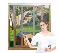 AMLOOPH Magnetic Window Fly Screens for Windows Nets to Keep Bugs Out, Up to 140x155cm DIY Fly Bug Mosquito Net Window Mesh Insect Screen for Windows, White PVC Frames Grey Fiberglass Window Screen