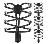 AMLY Elastic No Tie Shoelaces - 4 Pairs, Upgraded Lock, Heavy Duty Reflective Shoe Laces for Kids and Adults