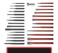 AMM 28 PCS Heavy Duty Punch and Chisel Set, Including Taper Punch, Cold Chisels, Pin Punch and Center Punch, Cr-V, Ideal for working with wood, metal, automotive, sculpture, etc.