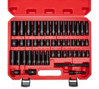 AMM 3/8" Drive Impact Socket Set，48-Piece Standard SAE and Metric Sizes， Includes 5/16 to 3/4 inch and 8-22mm Socket set，3" and 6" drive Extension bar，3/8" impact universal joint， 3/8" to 1/2" adaptor