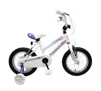 Ammaco Aura 14" Wheel Girls Kids BMX Bike White Purple Stabilisers Age 4 Years +