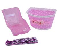 Ammaco Kids Bike Bicycle Dolly Seat Girls Pink Bike Accessories Pack Bow Basket, Tassels & Free Grips - Perfect For Christmas
