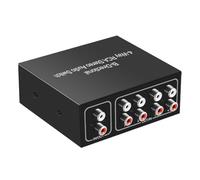 Ammboco 1 PCS 4 Ports Bi-Directional Audio Switcher Box Audio Rotary Switch Plug Play Audio Splitter Black Metal for TV Game Console Headphone