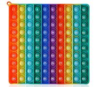 Ammily Push Bubble Multiplication Digital Table Chart Math Table Sensory Toy, Rainbow Square Squeeze Toys for Kids Children Adults, 0-100 Bubbles Pop (A)