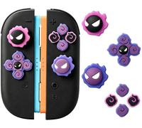 AMMKRO Purple Demon Cross D-Pad Button Caps Thumb Grips Set, Silicone ABXY Buttons Sticker Joystick Cover Caps Compatible with Nintendo Switch 2 Controller