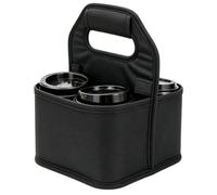 AMMKRO Reusable Drink Carrier - Portable Drink Holder with Handle - 2 Cups Versatile Drink Caddy for Coffee, Tea, Boba & More - Ideal Drink Carrier for Easy Transport and Delivery (4 Pocket Black)