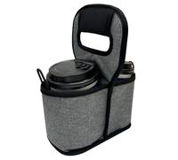 AMMKRO Reusable Drink Carrier - Portable Drink Holder with Handle - 2 Cups Versatile Drink Caddy for Coffee, Tea, Boba & More - Ideal Drink Carrier for Easy Transport and Delivery (Gray)