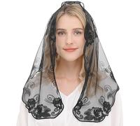 Ammmscaf Spanish Traditional Mantilla Veils Latin Mass Head Covering Middle Size, Black