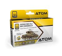 AMMO ATOM Sherman Tanks Vol.1 WWII Commonwealth Acrylic Paint Set, 6 Colors, 20ml Bottles, Brush and Airbrush