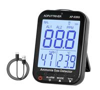 Ammonia Gas Detector 535G, NH3 Gas Monitor Sensor Range 0-100ppm Rechargeable Ammonia Gauge with Alarm, Temperature(℉/℃), Humidity, LCD Backlight Display, for Poultry, Farm, Chemicals