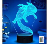 Ammonite Axolotl Night Light, Mexican Salamander Fish 3D Illusion lamp for Kids, 16 Colors Changing with Remote, Kids Bedroom Decor as Xmas Holiday Birthday Gifts for Boys Girls