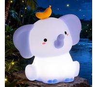 Ammonite Blue Elephant Night Light, Soft Silicone Cute Night Lamp, USB Rechargeable Touch Bedside Light with 2 Dimming Levels & 20-Min Timer, Bedroom Living Room Decor, Christmas Birthday Gift