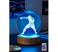 Ammonite Boxing Crystal Ball Night Light, 16 Colors Remote & USB Base | 80mm glass orb, wooden base, 16-color remote, USB, nightlight, boxing gift, boys room decor, collectible
