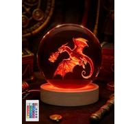 Ammonite Dragon Crystal Ball Night Light, 16 Colors Remote & USB Base