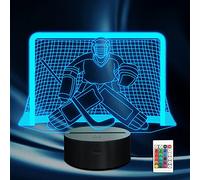 Ammonite Ice Hockey Night Light, 3D Goalie Lamp with 16 Color Changing LED, Remote Control & Timer for Kids, Boys, Girls & Sports Fans
