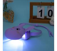 Ammonite Kids Rabbit Headlamp, USB-C Rechargeable LED Head Light with 3 Modes & Flash, 0-90° Adjustable Beam, Soft Silicone Strap, Flip-Up Hidden Light for Camping Reading