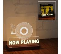 Ammonite Light Up Vinyl Record Stand, Warm White LED Now Playing Display for Albums, Record Holder & Gift for Music Lovers