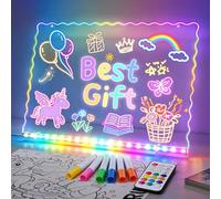 Ammonite Lumiboard LED Drawing Board, Transparent Acrylic Tablet with Remote. USB Powered Dimmable Art Kit with Timer, 7 Color Options, for Creative Fun and Modern Home Decor, Gift for Young Artists
