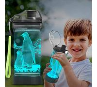 Ammonite Penguin Water Bottle, with 3D Glowing LED Light - 14 OZ Tritan BPA Free - Creative Ideal Travel Cup Gift for School Kid Boy Child Holiday Camping Picnic