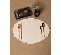 Ammorada Oyster Quilted Placemat Set 100% Cotton - Ivory Set of 6