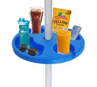 AMMSUN 13" Beach Umbrella Table Tray for Beach, Patio, Garden, Swimming Pool with Cup Holders, Snack Compartments Blue