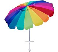 AMMSUN 7.5ft Heavy Duty HIGH Wind Beach Umbrella with sand anchor & Tilt Sun Shelter, UPF 50+ Protection Outdoor Umbrellas Sunshade with Carry Bag for Patio Garden Pool Backyard Rainbow