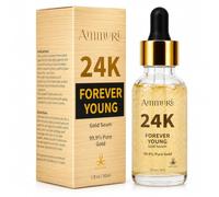 Ammuri 24K Gold Face Serum with Hyaluronic Acid & Vitamin C - Anti-Aging Elixir for Glowing Skin, Dark Circles, Fine Lines & Wrinkles - Daily Hydration for All Skin Types, 30ml