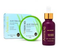 Ammuri Complete Anti-Aging Skincare Bundle - Organic Aloe Vera Gel (300ml) & Age Reverse Face Serum (30ml) with Hyaluronic Acid, Vitamin C & Matrixyl 3000 - Hydrating, Lifting & Firming Duo