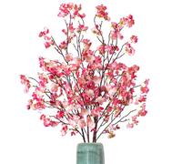 Ammyoo 4 Pcs Artificial Cherry Blossom Flower Branches, Bulk Silk Faux Flowers Real Touch Bouquet for Home Wedding Party Centerpieces Spring Summer Decor, Vase Not Included(Deep Pink)