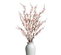 Ammyoo 4 PCS Artificial Plum Blossom Party Decorations Fake Cherry Flowers Faux Long Stems Wintersweets Silk Flowers Arrangement for Wedding Home Office Bedroom Spring Decor(Light Pink)