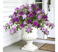 Ammyoo Artificial Fake Azalea Flowers for Outdoor Spring Decoration, Faux Silk Flower for Summer UV Resistant Look Real Plants for Garden Yard Porch Walkway Indoor Decor, 2PCS