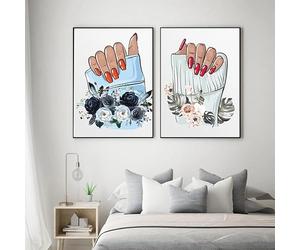 AmNooL Manicurist Tech Print Manicure Salon Wall Art Canvas Painting Nail Hand Beauty Studio Poster Decor No Frame-50x70cmX2