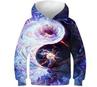AMNOOL Space Yin and Yang Hoodies Kids Hoodie Boys Girls Pullover Hooded Sweatshirts Long Sleeve Lightweight Hoody 13-15Y