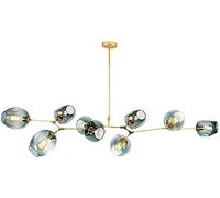 AMNOUR Chandelier E27 Nordic Glass Ball Chandelier Adjustable Height,Matte Black Sputnik Chandelier,E26 Metal Hand Blow Branches Pendant Light,79" Mid Century Globe Light Fixtures