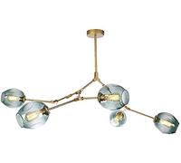 AMNOUR Chandelier E27 Nordic Glass Ball Chandelier Adjustable Height,Matte Black Sputnik Chandelier,E26 Metal Hand Blow Branches Pendant Light,79" Mid Century Globe Light Fixtures